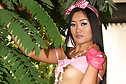 Keira Lee strips pink sleepwear in garden in high heels